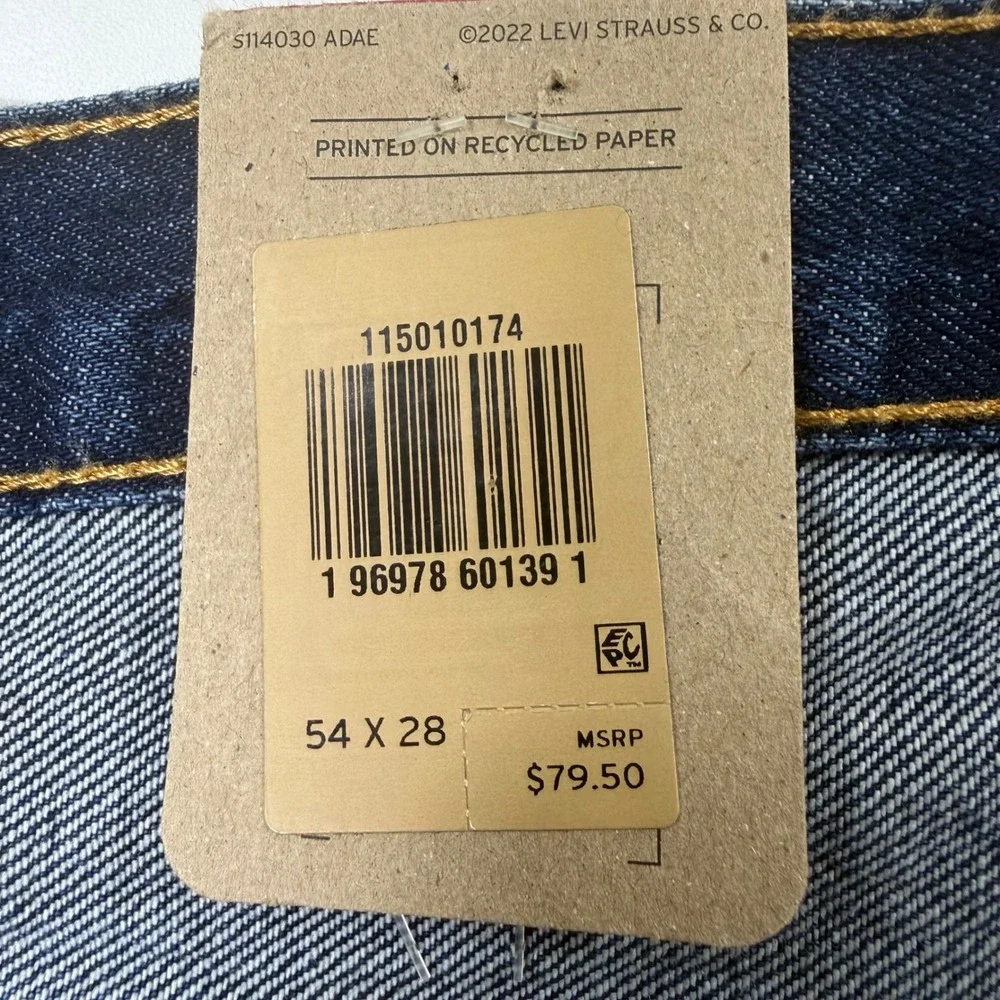 Levi Strauss 501 Original Mens 54x28 Blue Denim Straight Leg Button Fly Jeans